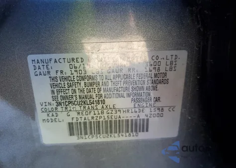 2019 Nissan Kicks S from USA, damaged, VIN 3N1CP5CU2KL541810